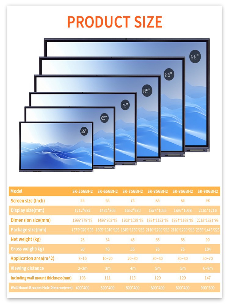 Jorarri smart board sizes Jorarri smart board sizes